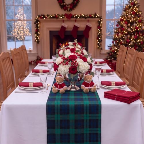 HunnmingRe 6 Pcs Black Christmas Tartan Plaid Table Runner 13 x 72 - Image 4