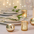 DEVI 48PCS Assorted Gold Votive Candle Holders Bluk, Gold Wedding Decorations, Mercury Glass Candle Holder for Tea Lights, Christmas Party Diwali Centerpieces for Table, Wedding Party Supplies - Image 3