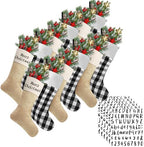 Tatuo 12 Pack Christmas Burlap Stockings Hanging,Light Brown, Black White by Tatuo