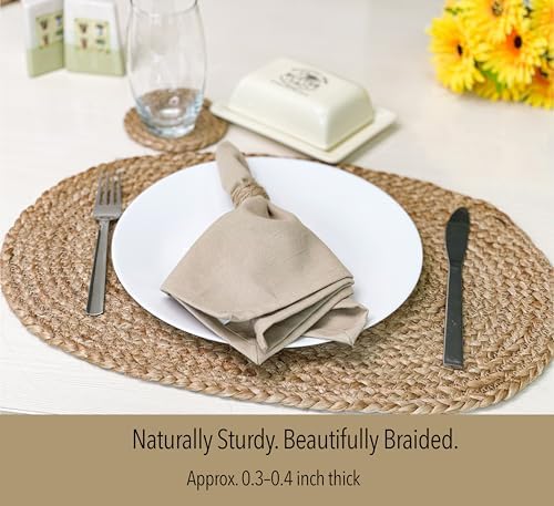 Chardin Home Set of 4 Jute Braided Oval Placemats – 13x19 Inch Rustic Natural Jute Table Mats | Handwoven Boho Farmhouse Style | Eco-Friendly Artisan Dining Decor - Image 4