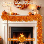 9FT Soft Touch Thanksgiving Norfolk Pine Fall Garland with Timer Lights - Image 2