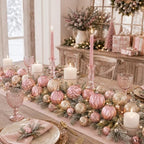 Lunmon 64 Pcs Blush Pink Champagne Gold Christmas Ornaments Xmas Bulbs - Image 6