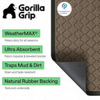 GORILLA GRIP WeatherMAX Door Mat, Indoor Outdoor, 35x23, Beige Quatrefoil - Image 3