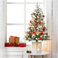3ft Prelit Snow Flocked Christmas Tree with Light Up White Snowman Box Base by GaoMon