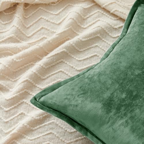 Luxurious Velvet Throw Pillow Covers 20x20 Set of 2 Decorative Pillow Covers Solid Square Cushion Case for Sofa Couch Bedroom Farmhouse, Green - Image 6