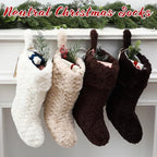 4 Pcs Neutral Personalized Christmas Stockings Bulk with Name Tags, Large Plush Rustic Farmhouse Xmas Stocking Decor for Fireplace Holiday Family(Dark Khaki Brown White Apricot,21 Inch) - Image 4