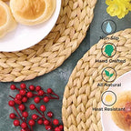 BARIEN Woven Placemats Round Set of 10, Natural Water Hyacinth Weave Placemat for Dining Table, Large Handmade Woven Placemats Heat Resistant Non-Slip (15") - Image 5