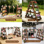 Wooden Cupcake Stand, 3 Tier Dessert Display Serving Tray with Swing and Flower Decoration, Foldable Tiered Ladders Stand for Party, Birthday, Wedding, Baby Shower, Table Food Display for Fruit Bread - Image 7