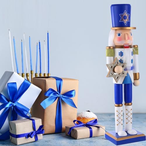 Blosssound 16" Hanukkah Nutcracker Decorations Wooden Figure, Star of David - Image 4