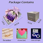 EIGHTOWN Roses Bouquet Fake Artificial Flower - Preserved Red Flowers with Love Necklace for Her - Unique Gifts Valentine's Day, Mother's Day, Thanksgiving, Birthday, Anniversary - Image 4