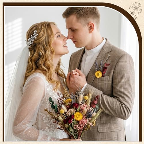 6 Bunches Large Size Dried Flower Bouquet 15 -17 Inch Natural Various Dried Flower Combinations with Wildflowers Dry Rose Lavender Forget Me Not Babys Breath for Vase Boho Wedding Farmhour Home Decor - Image 5