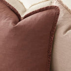 Foindtower Decorative Linen Fringe Throw Pillow Covers 26×26 Inch,Rust Red - Image 5