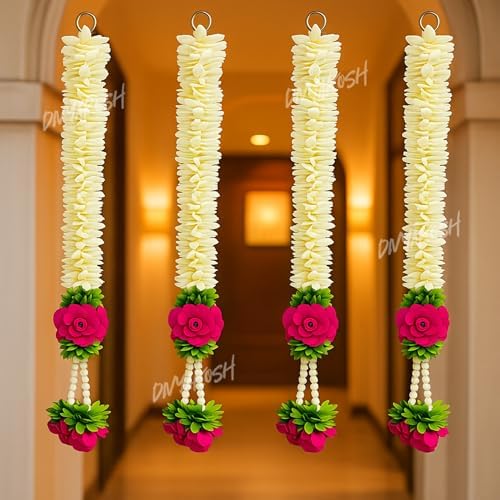 Divyakosh Set of 4 Wall Hangings -20 INCH for Home Decoration, Diwali Decor, Pink Flower, Handmade Diwali Decoration Psychedelic Wall hangings, Door Valance Hanging - Image 7