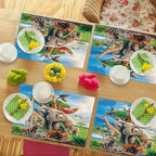 Elephant Giraffe Zebra Placemats Set of 6 Funny Zoo Animals Table Mats African Place Mats Decor Imitation Linen Heat Resistant Tablecloth for Dining Decorations Kitchen Party Restaurants 12''x18'' - Image 3