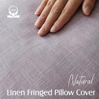 Foindtower Decorative Linen Fringe Throw Pillow Covers 24×24 Light Purple - Image 2