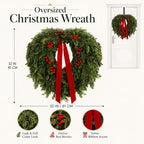 Suncalla 32''Christmas Wreath for Front Door Artificial Cedar Winter Wreath | Wreath with Berry and Ribbon, Lifelike Faux Pine Needle, Fake Greenery Wreath, for Porch Holiday Outdoor Xmas Decor - Image 2