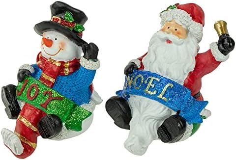 Northlight Santa Noel and Snowman Joy Glitter Christmas Stocking Holders - 5" - Set of 2 - Image 5