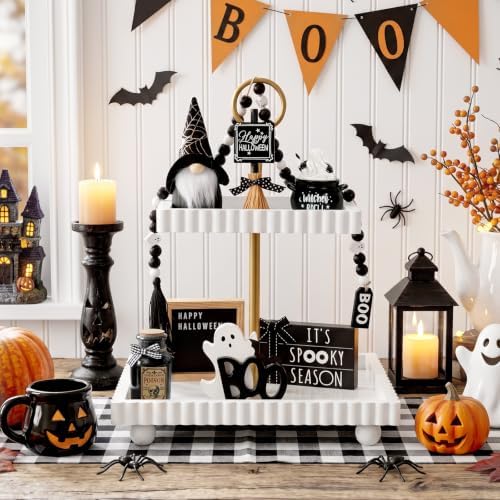 8Pcs Halloween Tiered Tray Decor Set, Halloween Decorations for Home Indoor - Image 4