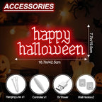 Happy Halloween Neon Sign, Red Gothic LED Wall Decor Light 16.7x7.7 Inch - Image 2