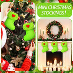 Realspring 48 Pcs Mini Christmas Stockings 6 Inch Green Faux Fur Stockings - Image 3