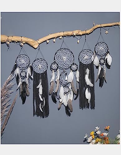5 Pack Moon Phase Dreamcatcher Set Boho Wall Decor, Boho Macrame Wall Hanging Dream Catchers, for Home, Bedroom, Living Room, Witchy Gifts (Camel) - Image 3