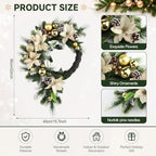 22'' Christmas Wreath for Front Door Large Door Wreath, Luxurious - Image 2