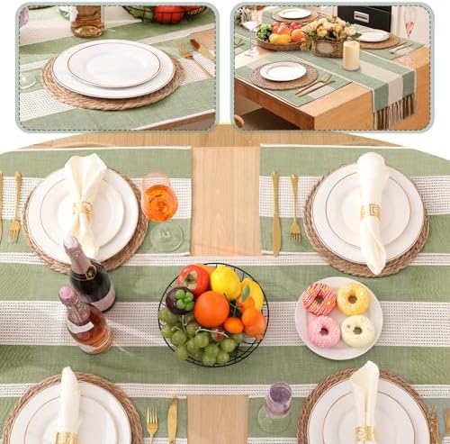 4 Sets Sage Green Table Runner and Placemats Set - Image 6