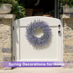 26 Inch Large Lavender Wreaths for Front Door Outside Summer Spring Wreaths for Front Door Floral Wreath All Season for Wedding Farmhouse Porch Wall Room Home Decor - Image 3