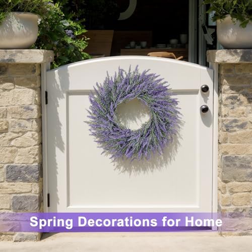 26 Inch Large Lavender Wreaths for Front Door Outside Summer Spring Wreaths for Front Door Floral Wreath All Season for Wedding Farmhouse Porch Wall Room Home Decor - Image 3
