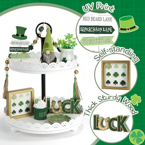 St Patrick's Day Decoration 8 PCS Saint Patty's Day Tiered Tray Decor Set - Image 3
