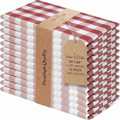 Urban Villa Cloth Napkins Cotton 20x20 (Set of 12) Rust by CottonTrends