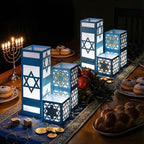 VIHOSE 12 Sets Hanukkah Table Decorations 3 Size Hanukkah Lantern Boxes Centerpieces with LED Candles Dreidel Star David Chanukkah Table Decor for Jewish Judaism Party Decor - Image 4