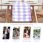 Cupuamon Fabric Checkered Table Runner 6 Pack Waterproof Gingham Table Runner 14W x 108L Buffalo Check Table Runners for Parties Kitchen Dining Wedding Banquet (Lavender and White) - Image 3