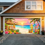 ANNA QUEEN 7x16 ft Garage Door Banner,Reusable Large Outdoor Backdrop for Tropical,Patriotic,Graduation and Christmas Party Decorations (Hawaiian Tropical Beach) - Image 4