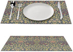 Retro Bohemian William Morris Plant Floral Placemats, Abstract Vintage Country Floral Leaf Print Table Mats, Tabletop Dining Room Kitchen Decoration 18" L x 12" W *6 PCS - Image 3