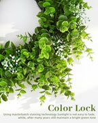 24in Boxwood Wreath for Front Door, Green Wreaths,Greenery Summer Wreath for All Season,Farmhouse, Outdoor, Porch, Garden, Wedding Decor - Image 3