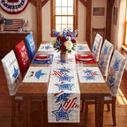 Newtay 13 Pcs 4th of July Table Runner Placemats and Dining Chair Cover Set Patriotic Red White Blue Decoration for 250th Anniversary Memorial Independence Day Kitchen Dining Home Party Decor(Bright) - Image 4