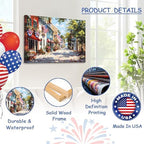 July 4th Patriotic Canvas Wall Art 4th of July USA Decorations American Flag Painting Picture Street Landscape Poster Independence Day Home Decor 24x32in - Image 4