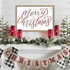 Merry Christmas Wall Decor Art Framed, 23.6×15.7 Inch Large Wooden Merry Christmas Sign, Xmas Holiday Indoor Living Room Bedroom Office Mantel Rustic Farmhouse Decorations for Home Kitchen - Image 3