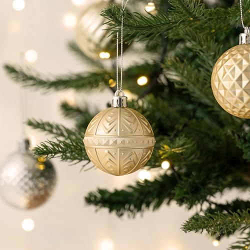 Valery Madelyn 100ct Christmas Tree Decorations Ball Ornament Set, White and Gold Shatterproof Hanging Ornaments Bulk for Xmas Holiday Party Decor - Image 6