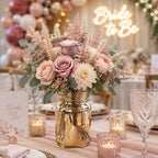 Layhit 6Pcs Painted Mason Jars Centerpiece with LED Fairy Light, Gold - Image 5