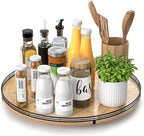 AMH 18-Inch Extra Large Farmhouse Oak Lazy Susan Organizer by AMH