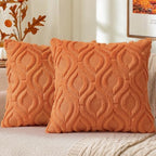 decorUhome Faux Fur Plush Soft Orange Throw Pillow Covers 26x26 Set of 2 by decorUhome