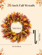26" Fall Wreaths for Front Door: Autumn Eucalyptus Leaf Wreath - Image 3