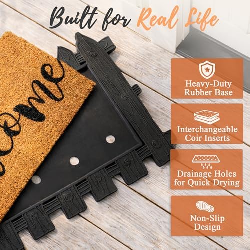 Autumn Alley Interchangeable Welcome Mat Set – Farmhouse Door Mat with Rubber Base & 4 Seasonal Coir Inserts – Swap Designs for Every Season – 18x30 Outdoor Front Porch Mat - Image 6