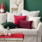 MIULEE 24x24 Inch Pack of 2 Euro Velvet Throw Pillow Covers Red - Image 2