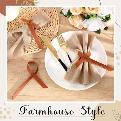 LemonRoad 50 Pcs Brown Leather Napkin Ring for Fall Thanksgiving Party - Image 2
