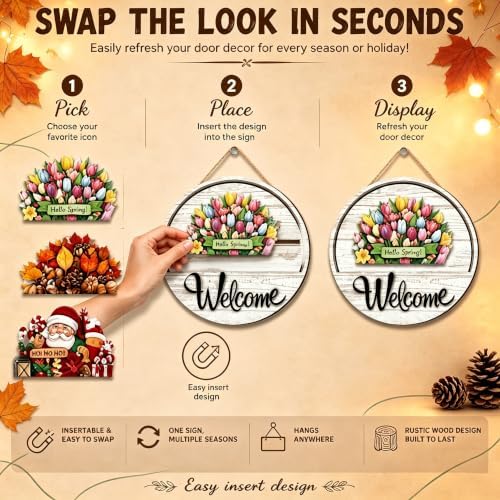 16Pcs Interchangeable Seasonal Welcome Sign，Welcome Sign For Front Door - Image 3