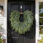 Artificial Wreath for Front Door, Faux Saw Grass Fake Eucalyptu Greenery Hanging Heart Shaped Wreath for Wall, Farmhouse, Window, Home Decor - Image 2