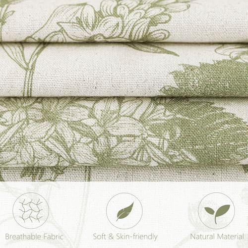Foindtower Set of 2 Linen Floral Throw Pillow Covers Vintage Accent Print Decorative Cozy Cushion Covers Farmhouse Boho Home Decor for Sofa Chair Couch Bedroom Living Room,24×24 Inch,Light Green - Image 2